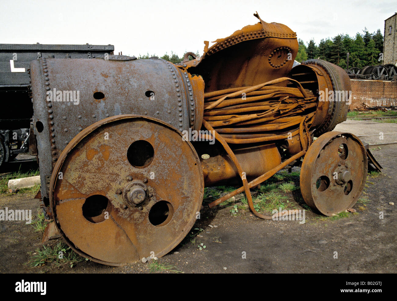 Platzen Sie Kessel auf Steam Traction Motor. Stockfoto