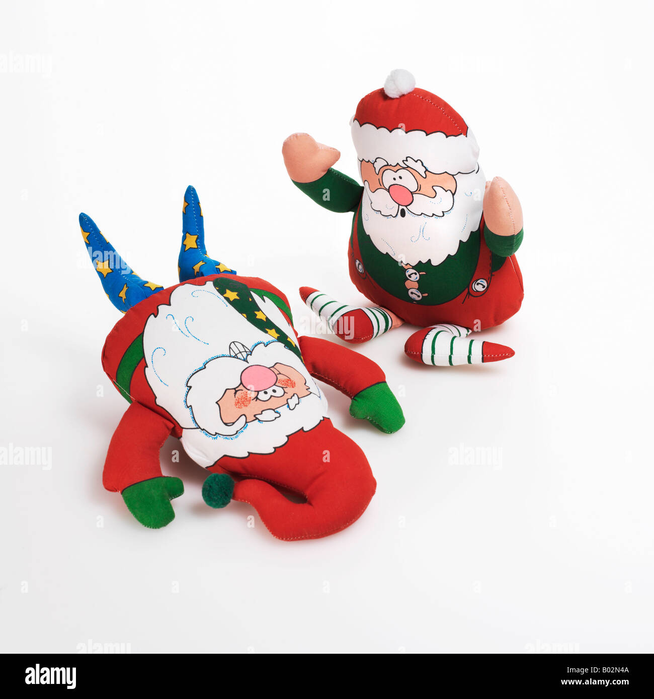 Santa Claus Weihnachten Elfen auf weißem Hintergrund Stockfoto