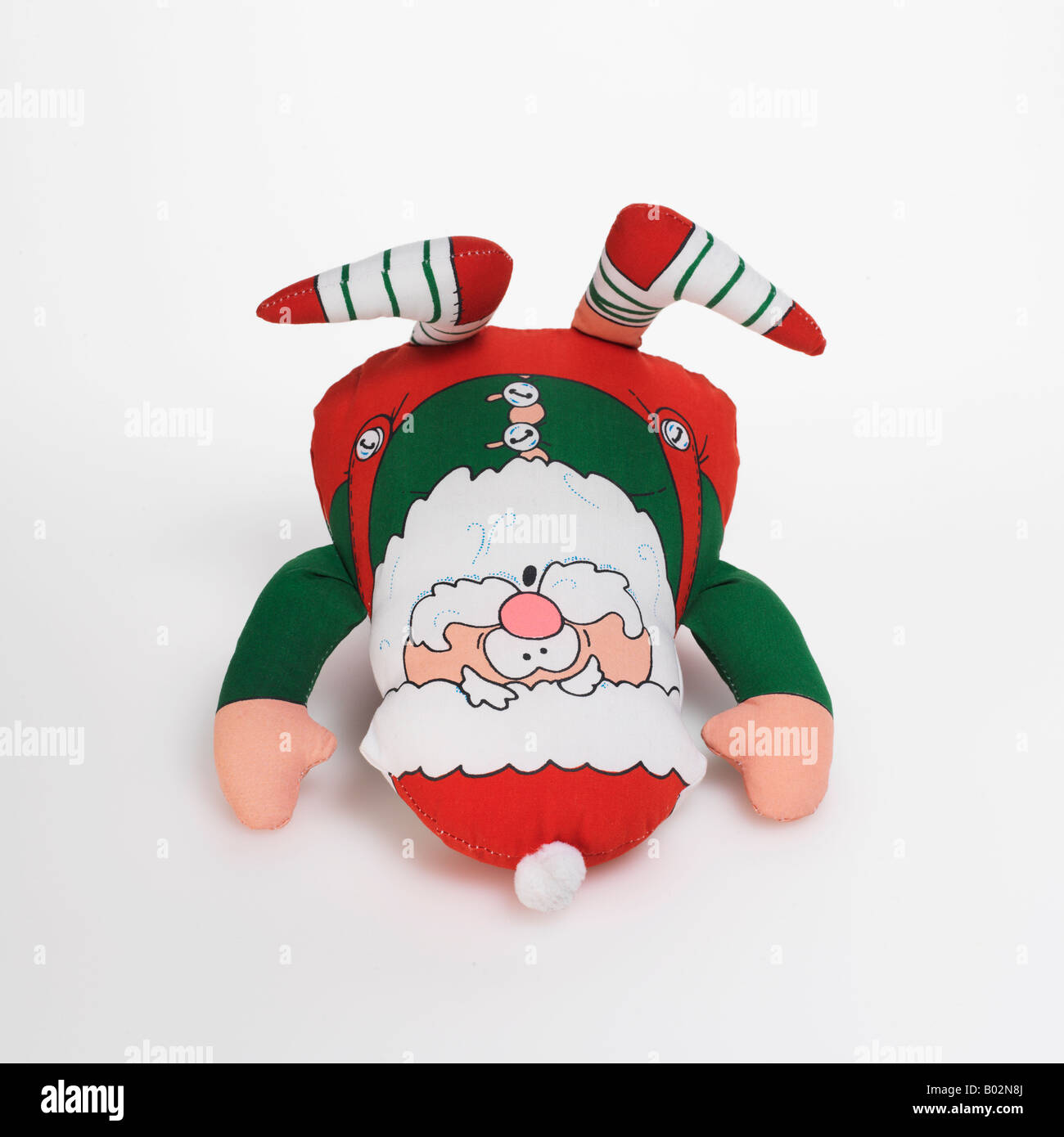 Santa Claus Weihnachten Elf Spielzeug auf weißem Hintergrund Stockfoto