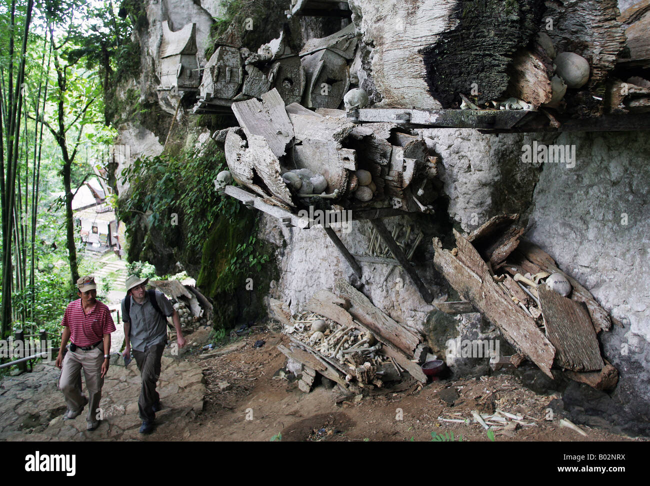 Tana Toraja, Indonesien, Sulawesi, Kete Kesu: Toraja Friedhof, Särge und Knochen gebrochen Stockfoto