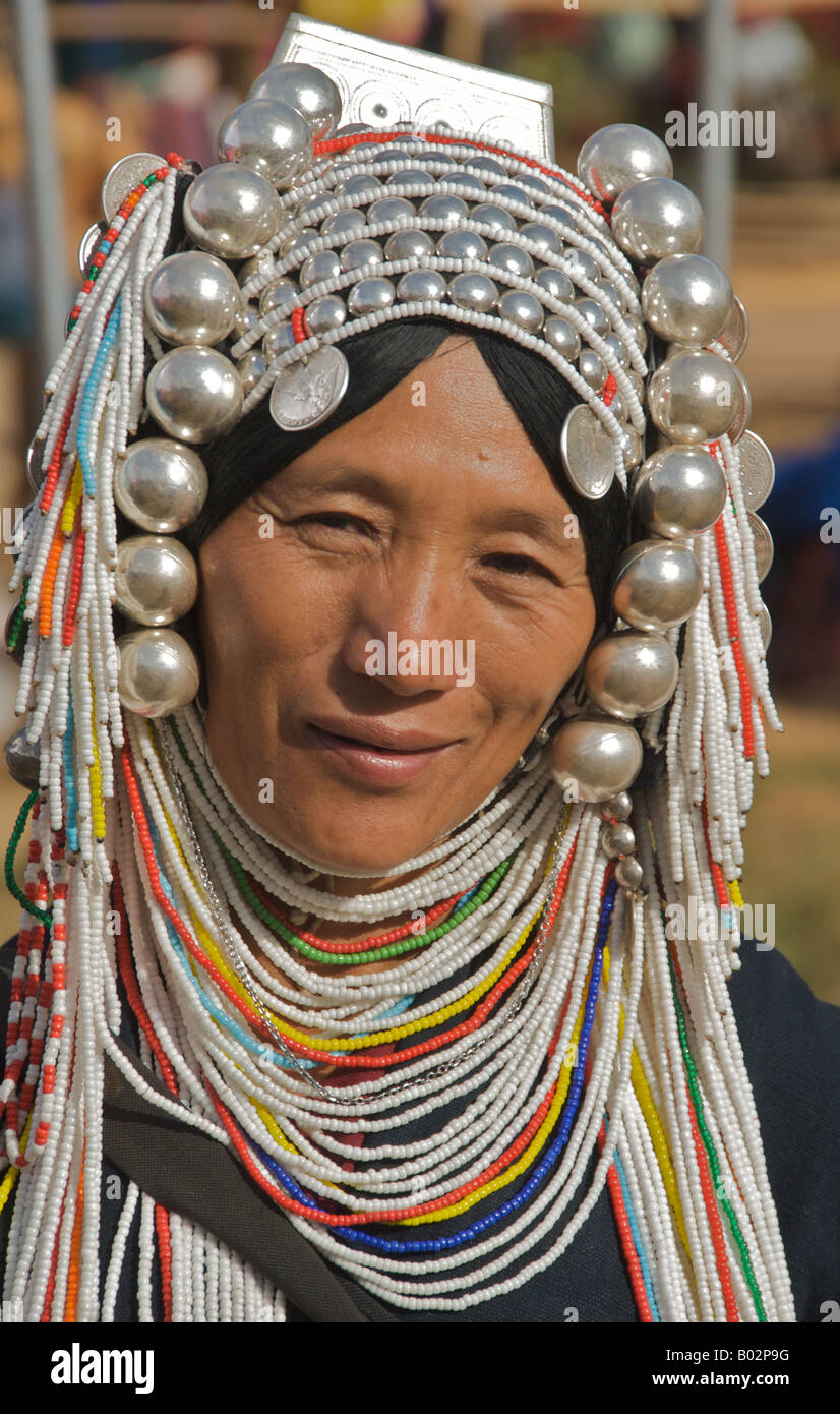 Porträt Akha Hügel Stamm Frau und Baby Mai Salong Provinz Chiang Rai Thailand Stockfoto