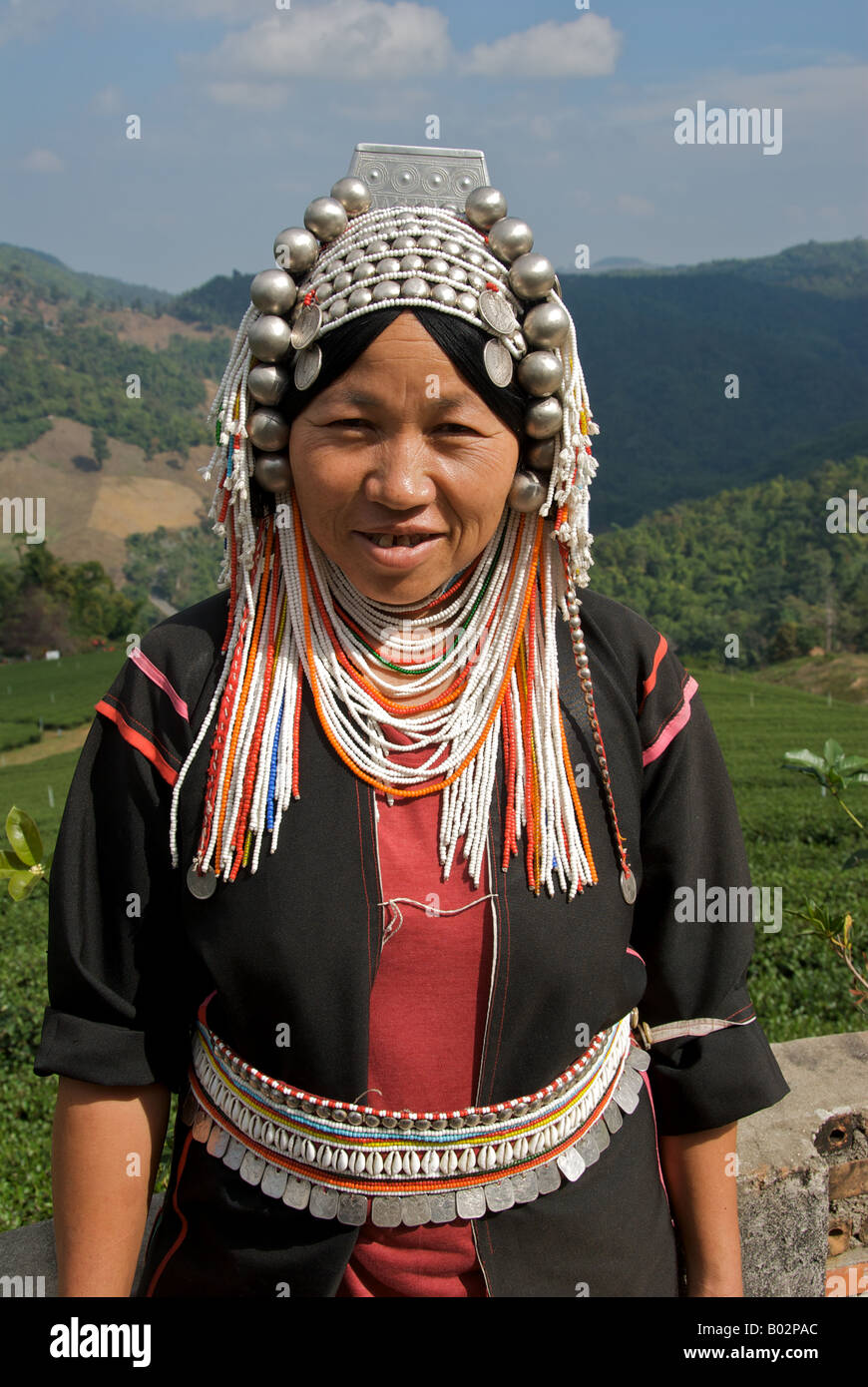 Porträt Akha Hügel Stamm Frau Mai Salong Provinz Chiang Rai Thailand Stockfoto