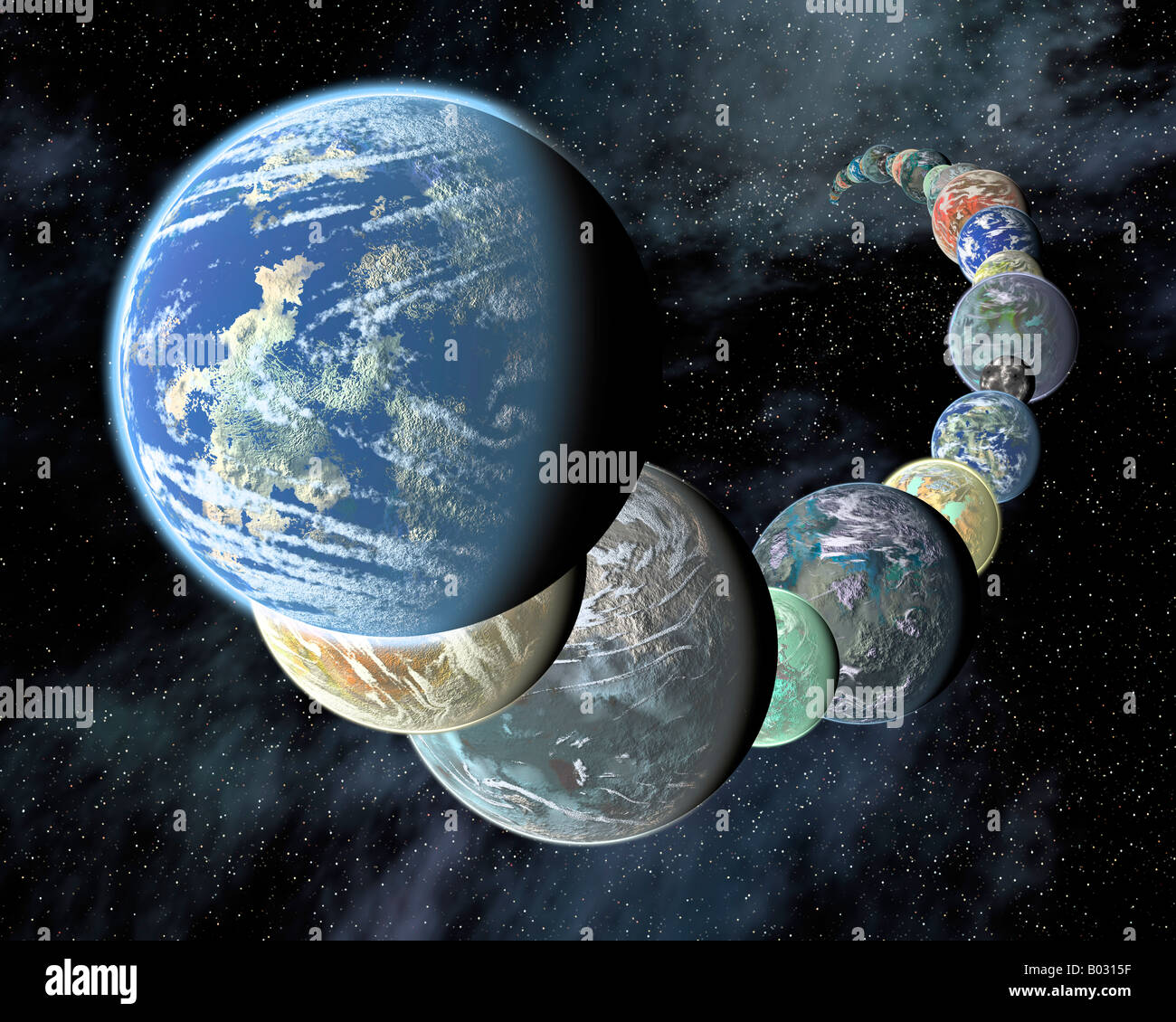 Des Künstlers Konzept der felsigen, terrestrische Welten. Stockfoto