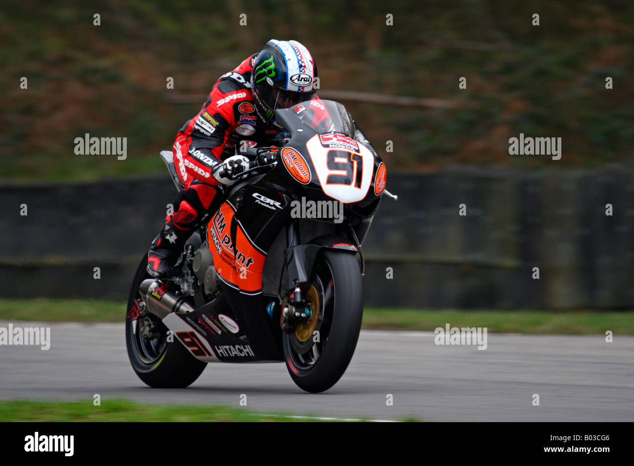 Leon Haslam HM Plant Honda Racing 2008 British Superbikes Honda CBR 1000RR Fireblade Stockfoto