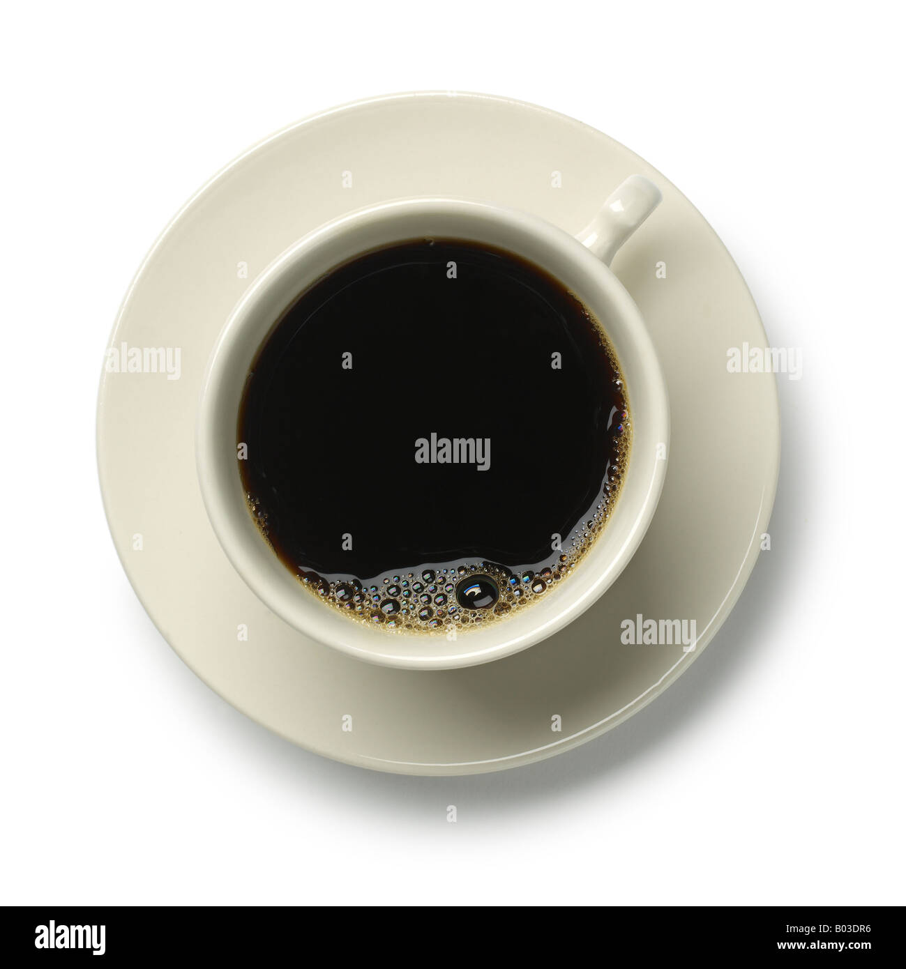 Black Coffee Cup erhöht, Ansicht Stockfoto