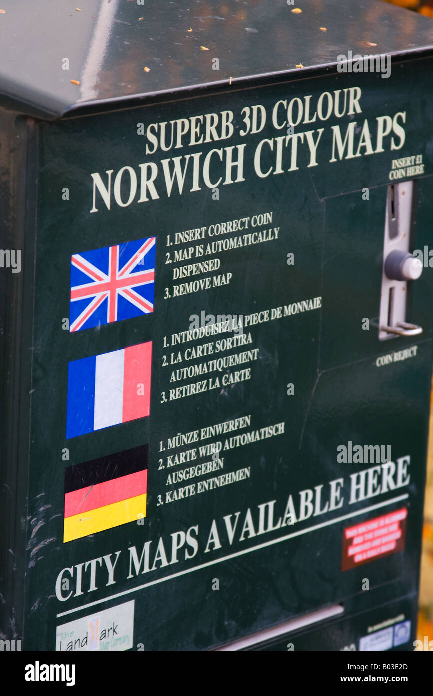 Norwich City Karten Stockfoto