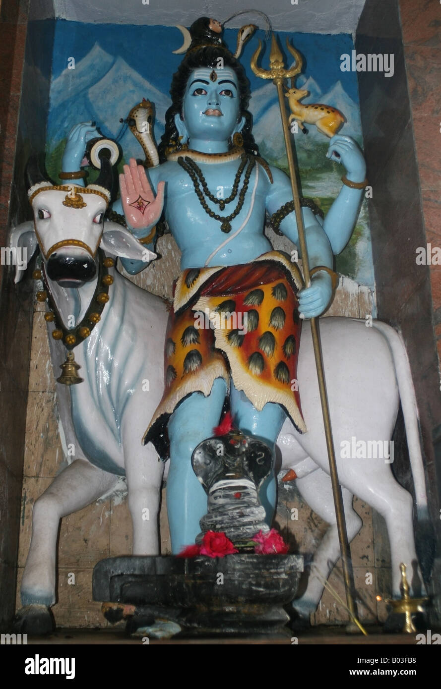 Statue des Hindu-Gottes Shiva in einem Tempel in Indien Stockfoto