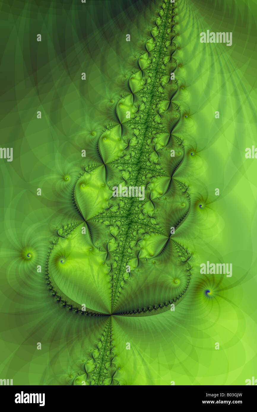 Unendlich grünen Blatt auf grünem Hintergrund zeichnen in Fraktale Kunst Stockfoto