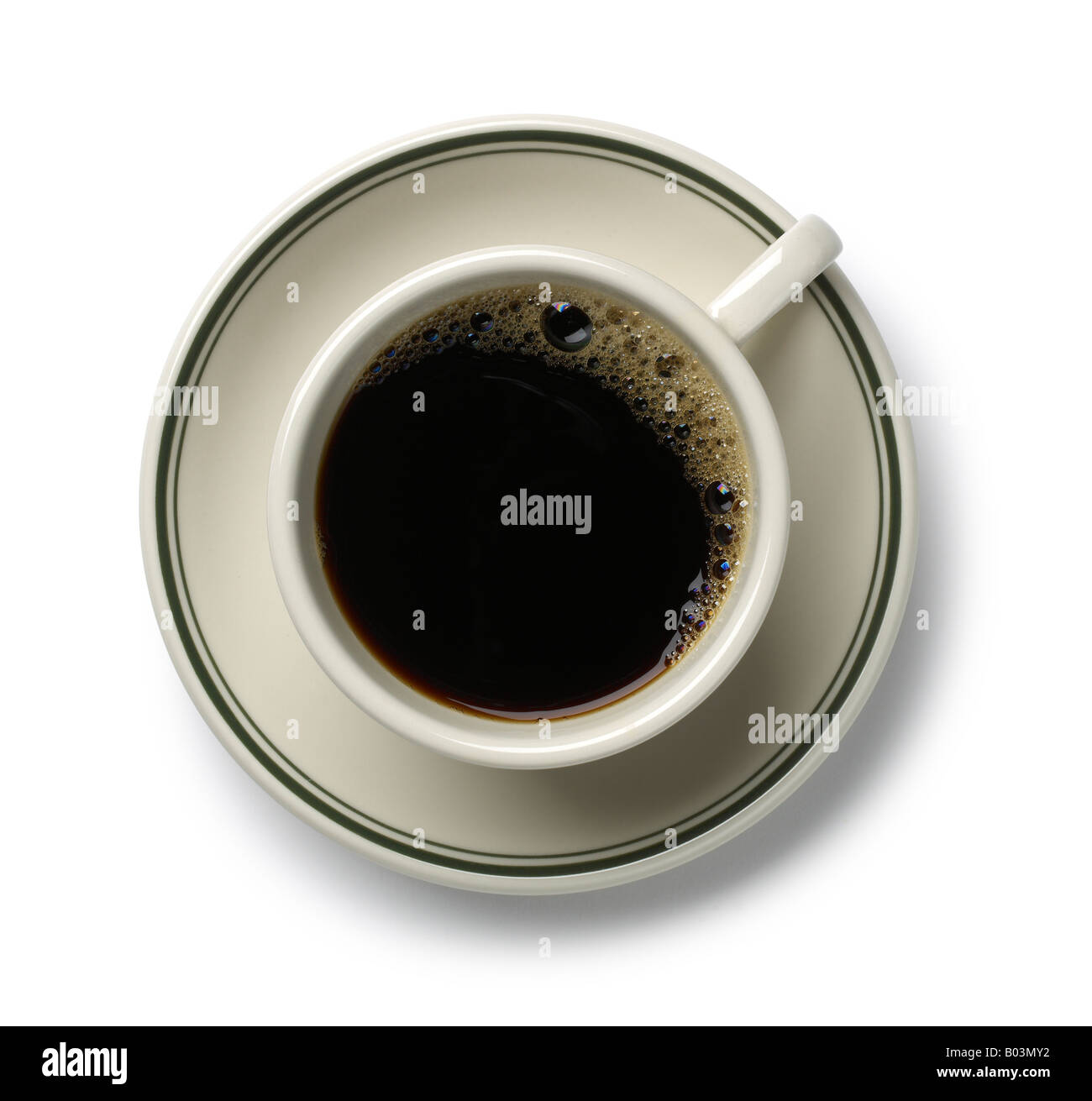 Black Coffee Cup erhöht, Ansicht Stockfoto