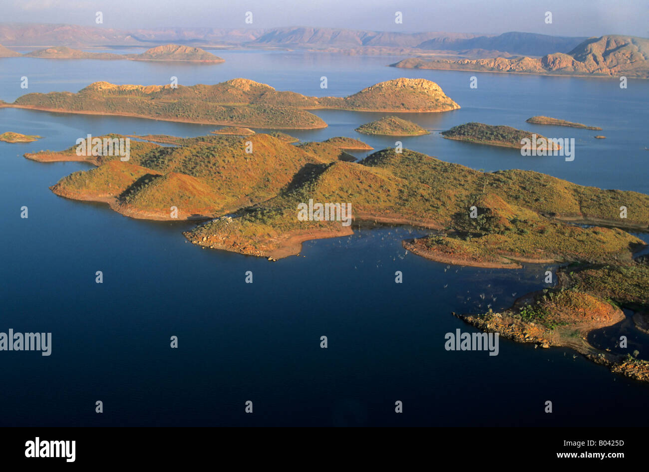 Kimberley Rundflug Lake Argyle mit Inseln, Australien Stockfoto