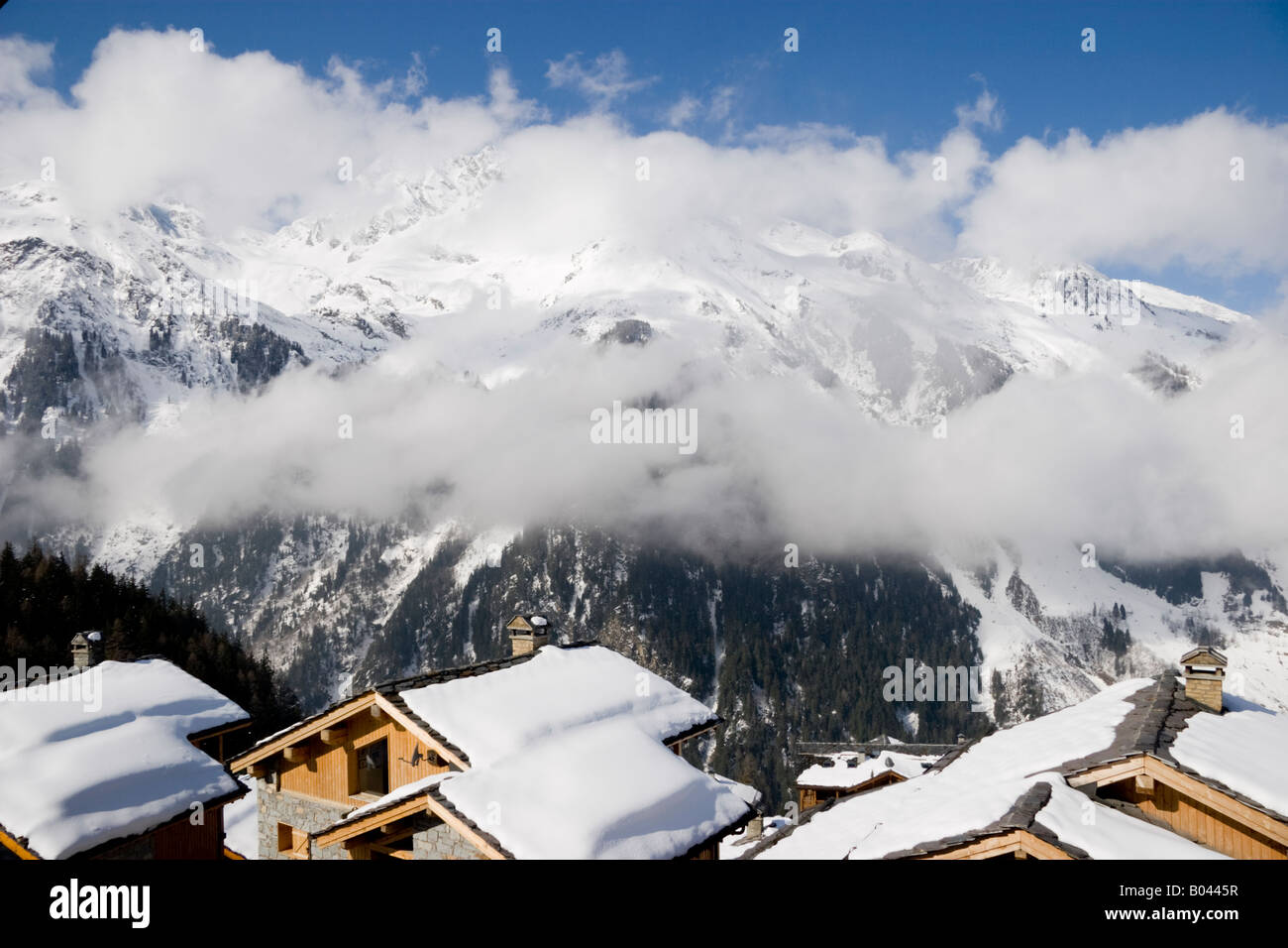 Tal der Tarentaise und Sainte-Foy Skigebiet in den französischen Alpen Nordfrankreich Stockfoto