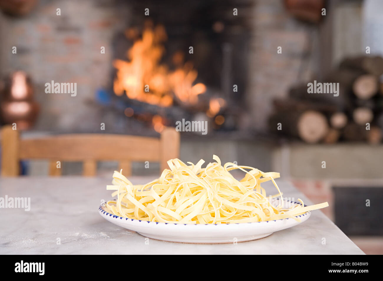 Spaghetti auf dem Teller Stockfoto