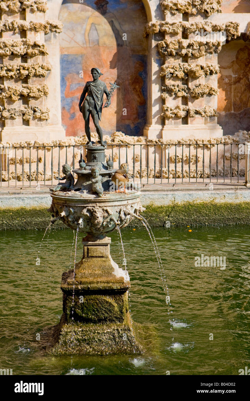 Estanque de Mercurio (Teich des Merkur), Reales Alcazares (Royal Palaces) - UNESCO-Weltkulturerbe, Viertel Santa Cruz Stockfoto