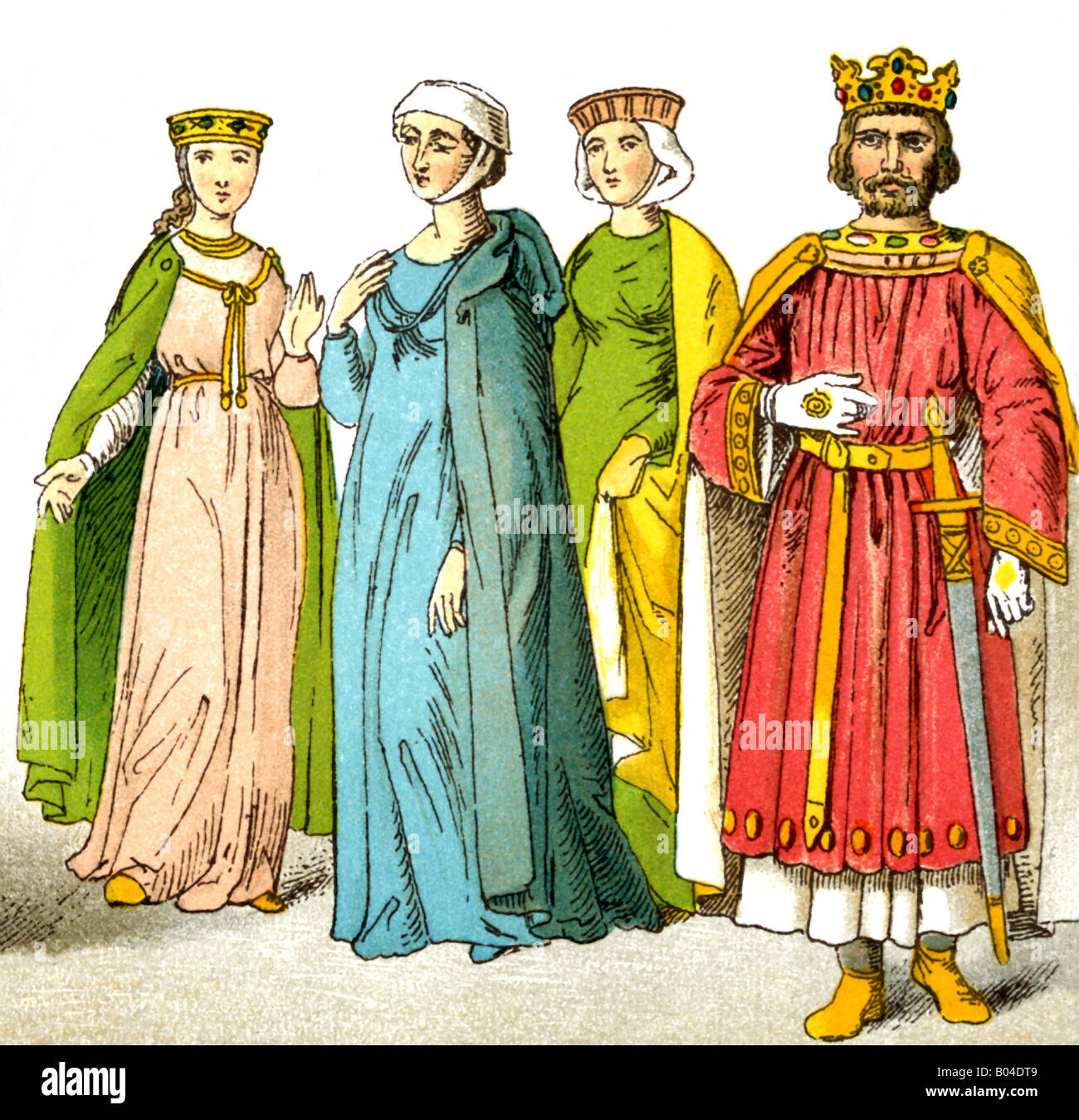 Englische König und königlichen Damen Stockfoto