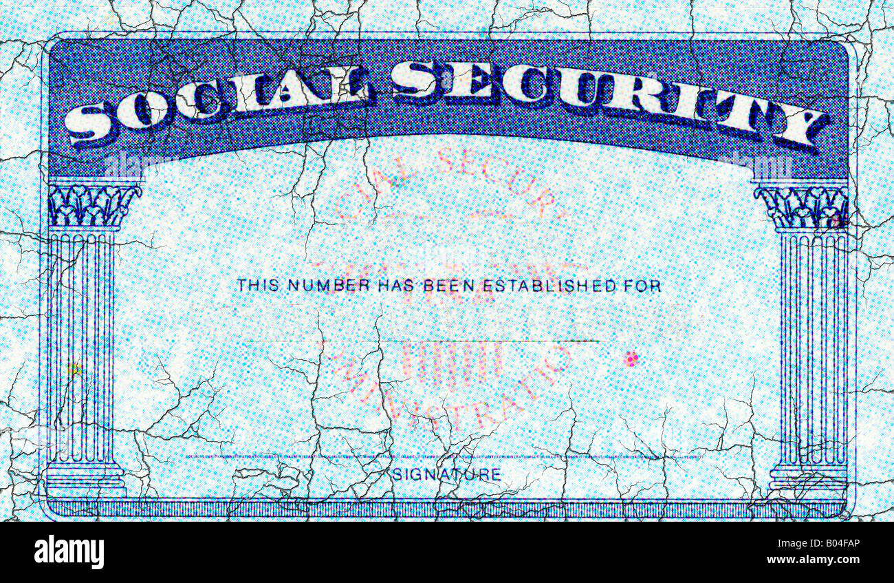 USA Sozialversicherungsausweis zeigt Digital erzeugte Risse in der Karte Stockfoto