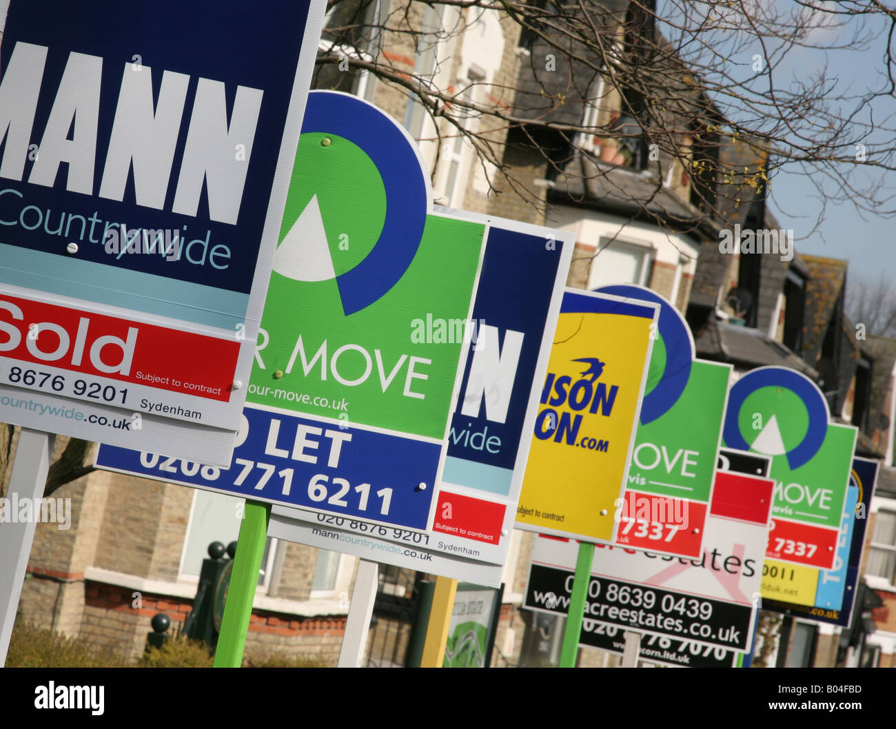 Immobilienmakler Zeichen, Süd-London Stockfoto