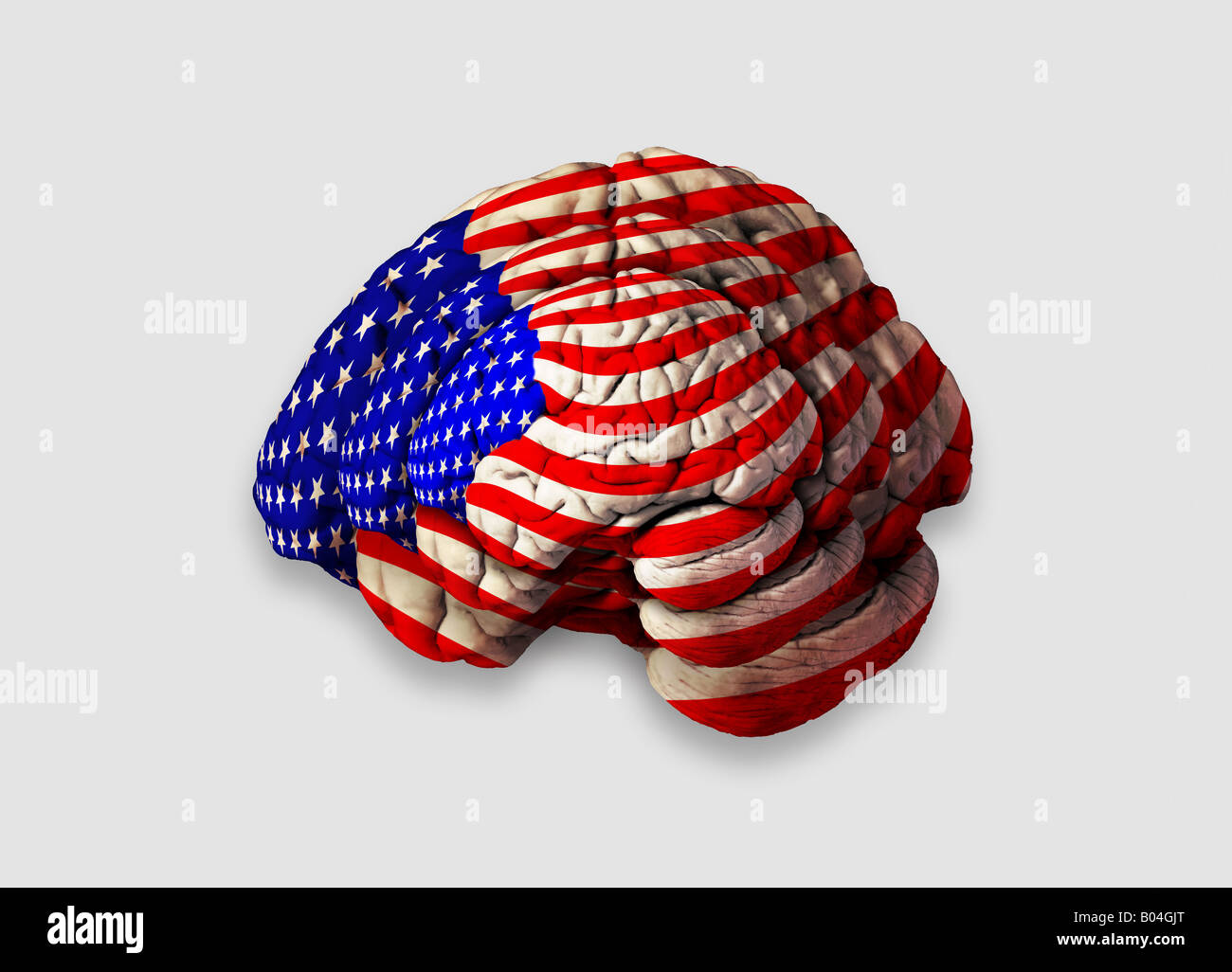 Cut Out Gehirn American Amerika USA Flagge Jasper Johns Kunst Stil roten weißen und blauen Sternen und Streifen Nationalität Loyalität psyche Stockfoto