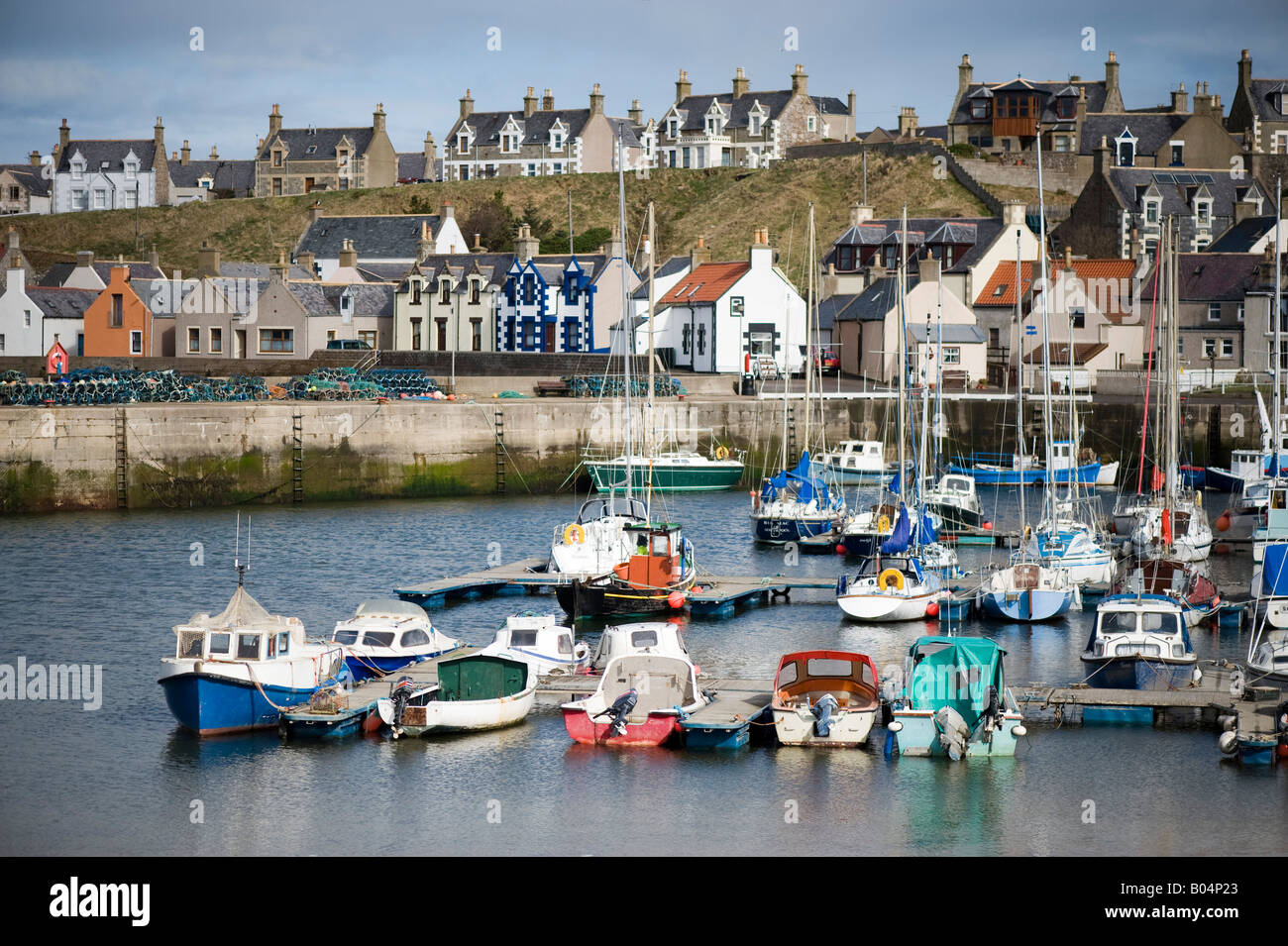 Historischen Fischerdorf und den Hafen von Findochty, Banffshire, Schottland Stockfoto