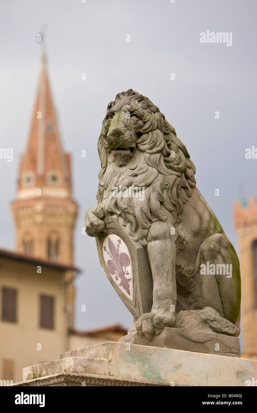 Löwenstatue in Piazza della Signoria, Florenz, UNESCO-Weltkulturerbe, Provinz Florenz, Toskana Stockfoto