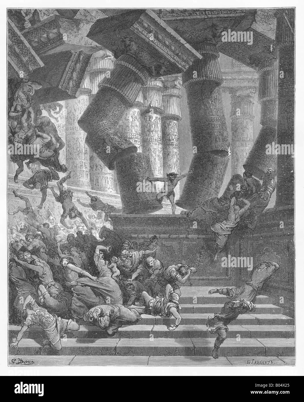 Tod Samsons nach einem Gravur von Gustave Dore Stockfoto