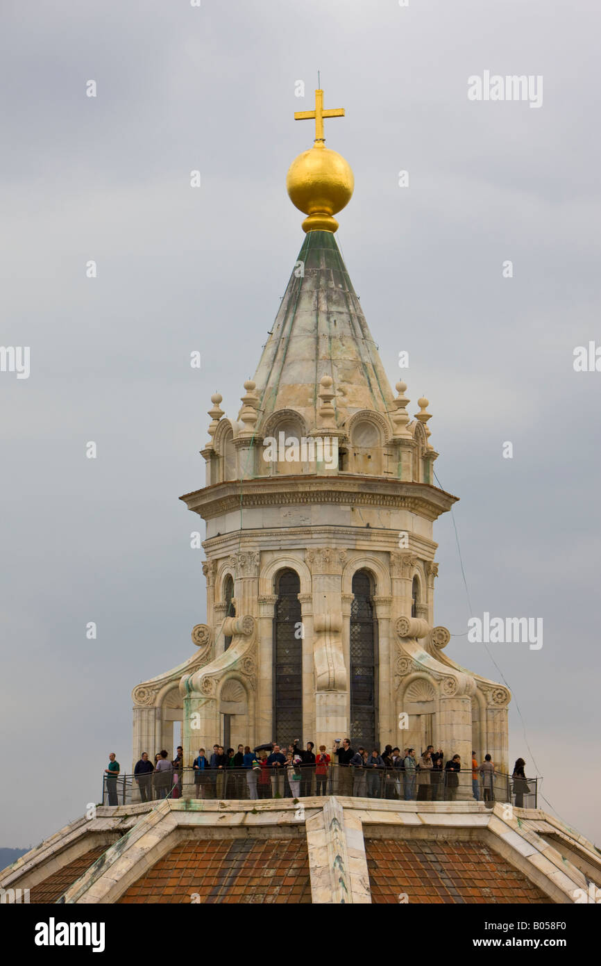 Oben auf der Kuppel von Florenz Duomo (Kathedrale), Santa Maria del Fiore, aus dem Campanile (Glockenturm), Florenz Stockfoto