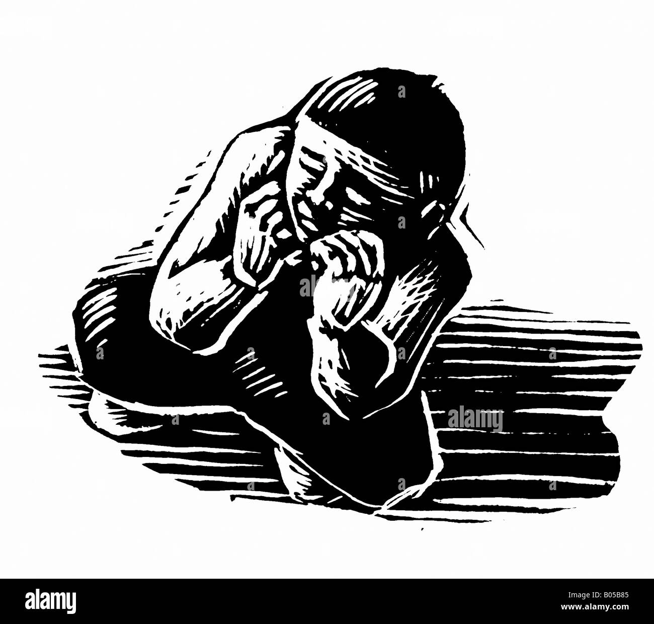 Illustration der Mann mit traurigen Ausdruck Stockfoto