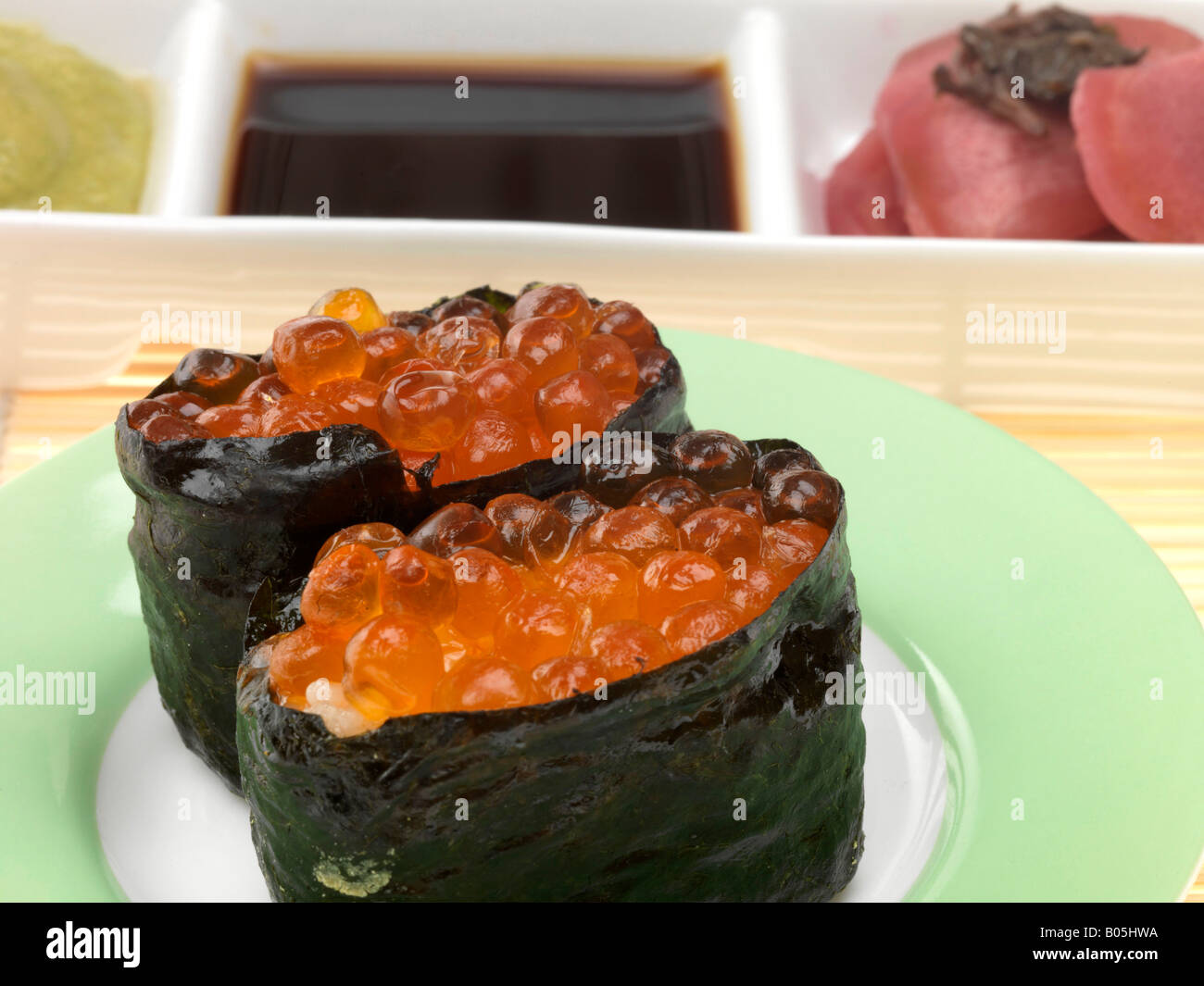 Frisch zubereitete japanische Sushi essen mit Keine Personen Stockfoto