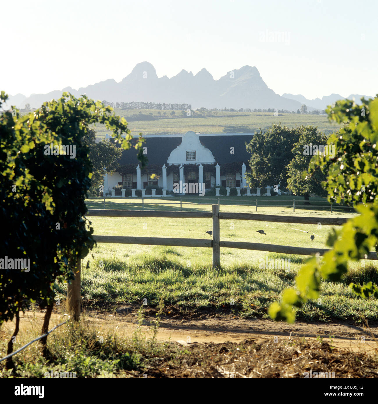 Außenseite des südafrikanischen Cape Dutch homestead Stockfoto