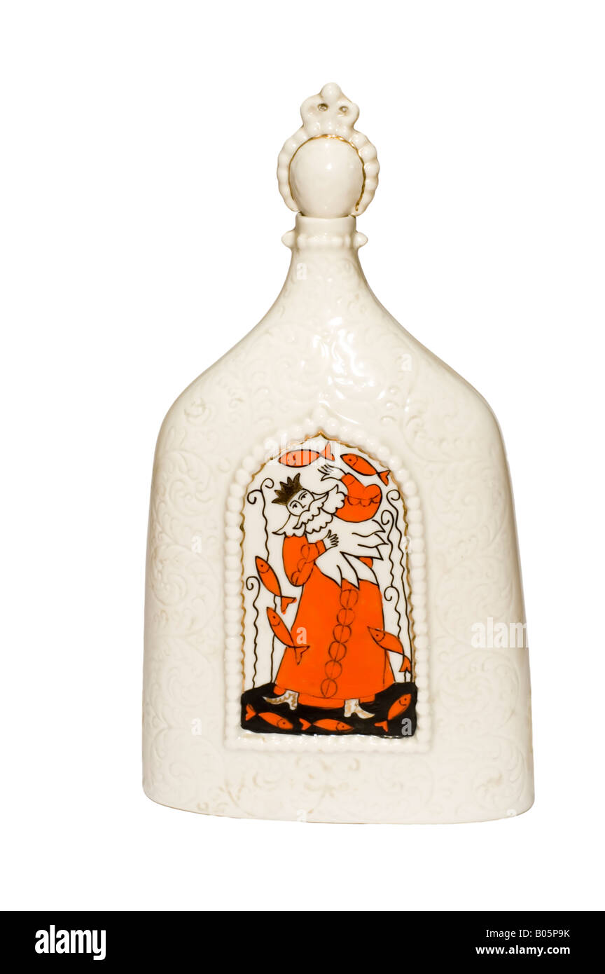 Series-Objekt auf weißen isolierte russische Souvenir-Flasche Stockfoto