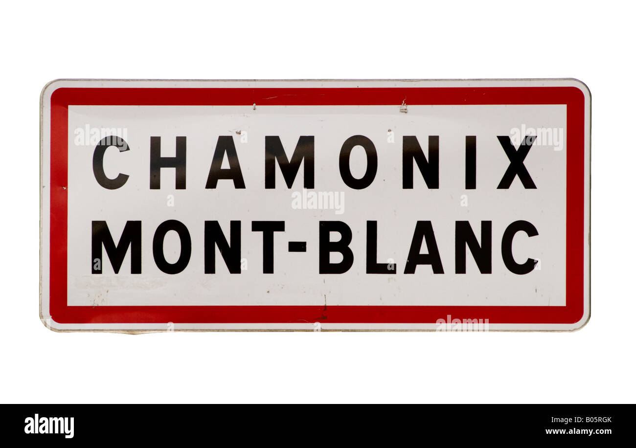 Chamonix-Mont-Blanc Zeichen, Chamonix, Frankreich Stockfoto