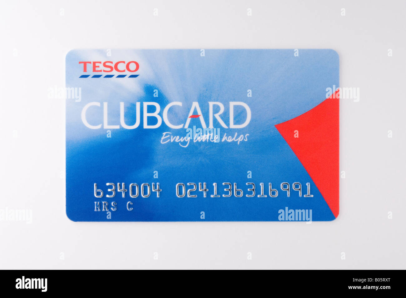Tesco Clubcard auf weißem Hintergrund Stockfoto