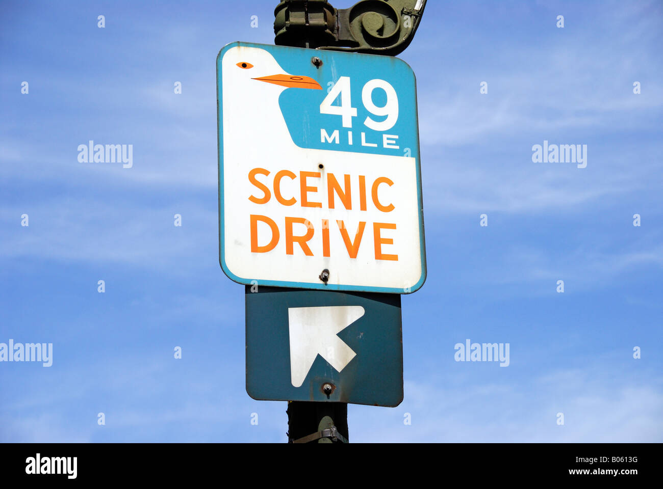 "49 Mile Scenic Drive Zeichen,"San Francisco"Kalifornien" Stockfoto