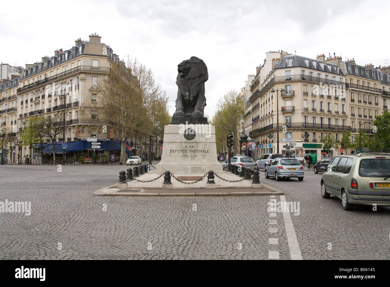 Der Löwe von Belfort Skulptur Denfert Rochereau, Paris, Frankreich. Stockfoto