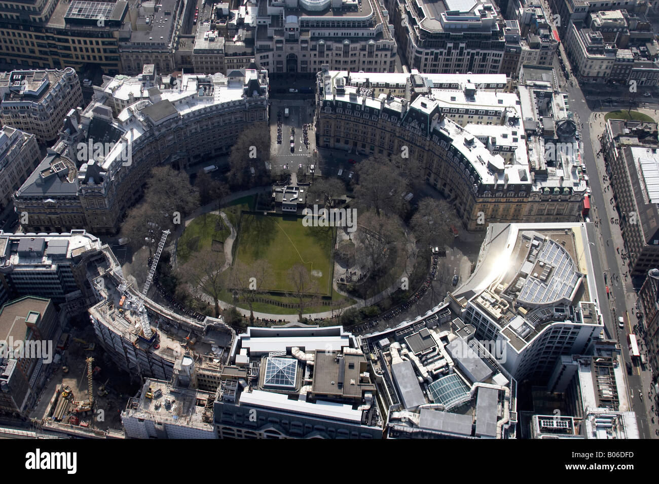 Luftbild südlich von Finsbury Circus Stadt von London London EC2 England UK hohe schräg Stockfoto