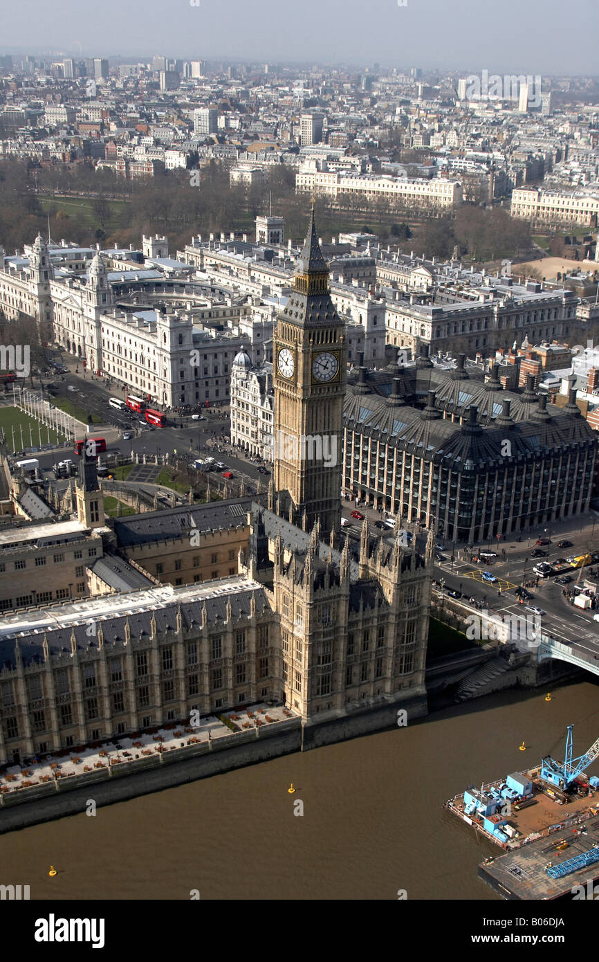 Luftbild Norden östlich der Häuser von Parlament Big Ben Schrank Krieg Zimmer ausländische Commonwealth Office City of Westminster London Stockfoto