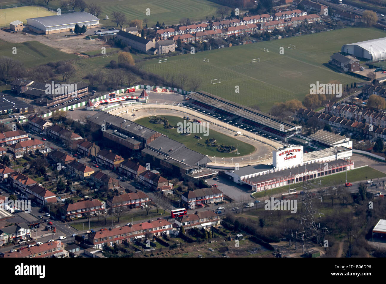 Luftbild Norden westlich von Walthamstow Greyhound Race Track Waltham Forest London E4 England UK hohe schräg Stockfoto