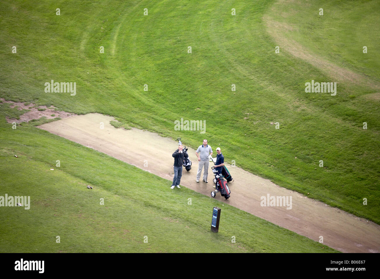Luftaufnahme von Golfer am Golfplatz Sheffield South Yorkshire Stockfoto