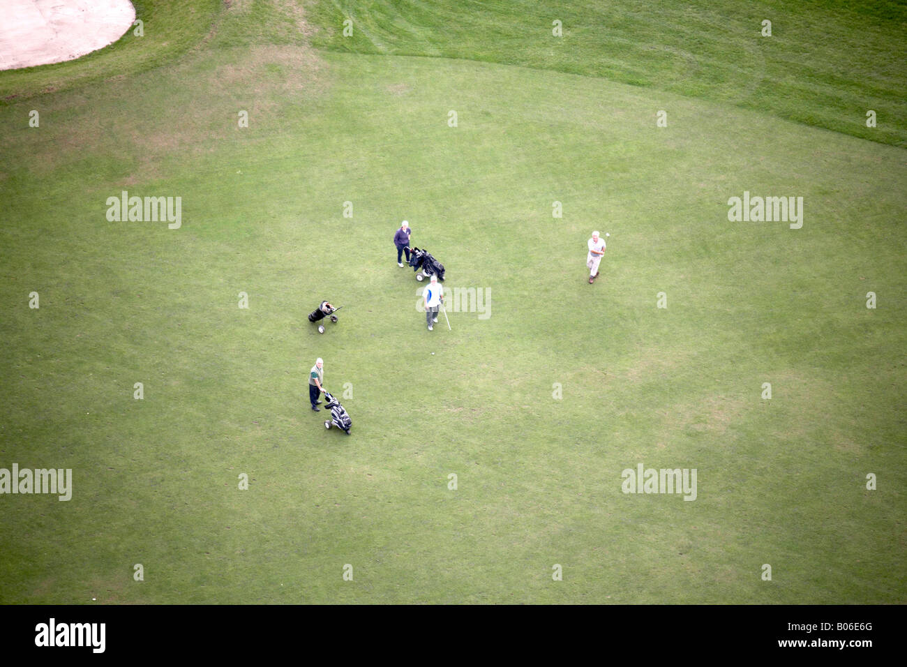 Luftaufnahme von Golfer am Golfplatz Sheffield South Yorkshire Stockfoto
