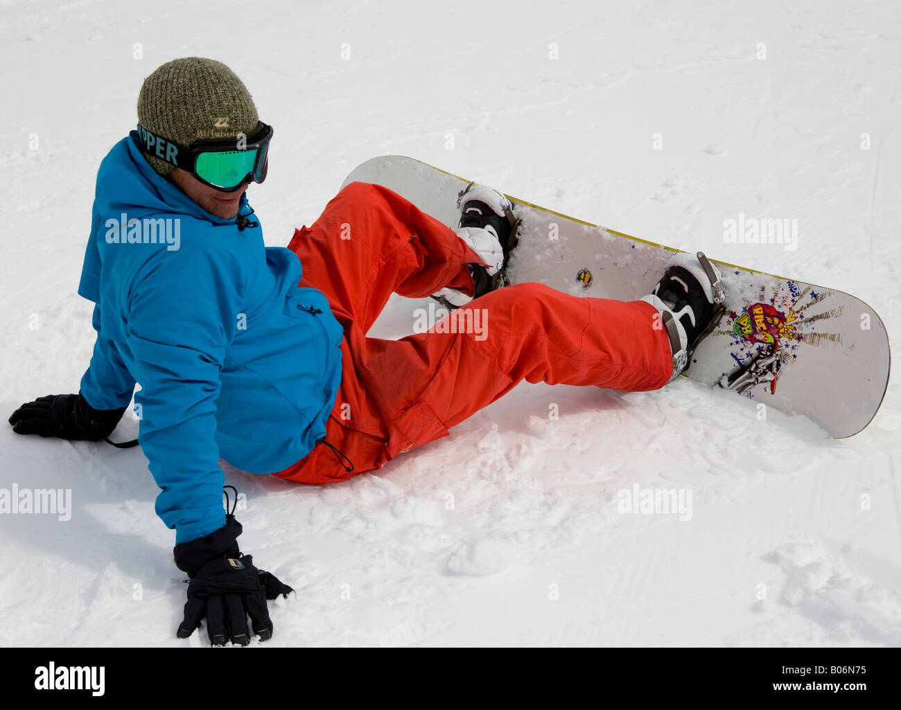 Bunte Snowboarder In Chamonix, Französische Alpen Frankreich Europa Stockfoto
