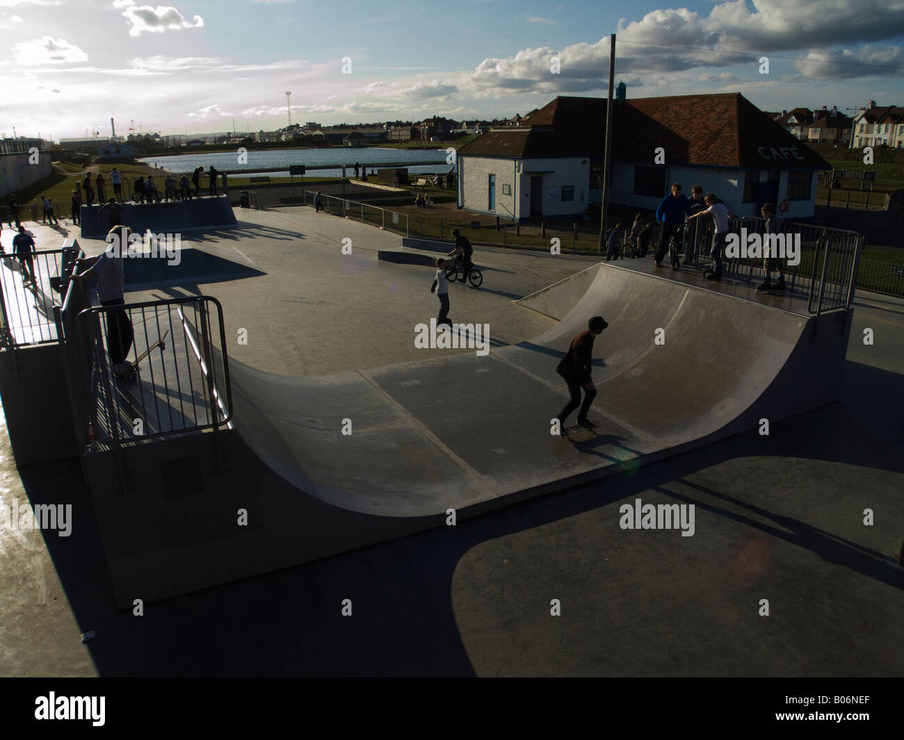 Skateboard Park in Hove, England, Großbritannien Stockfoto