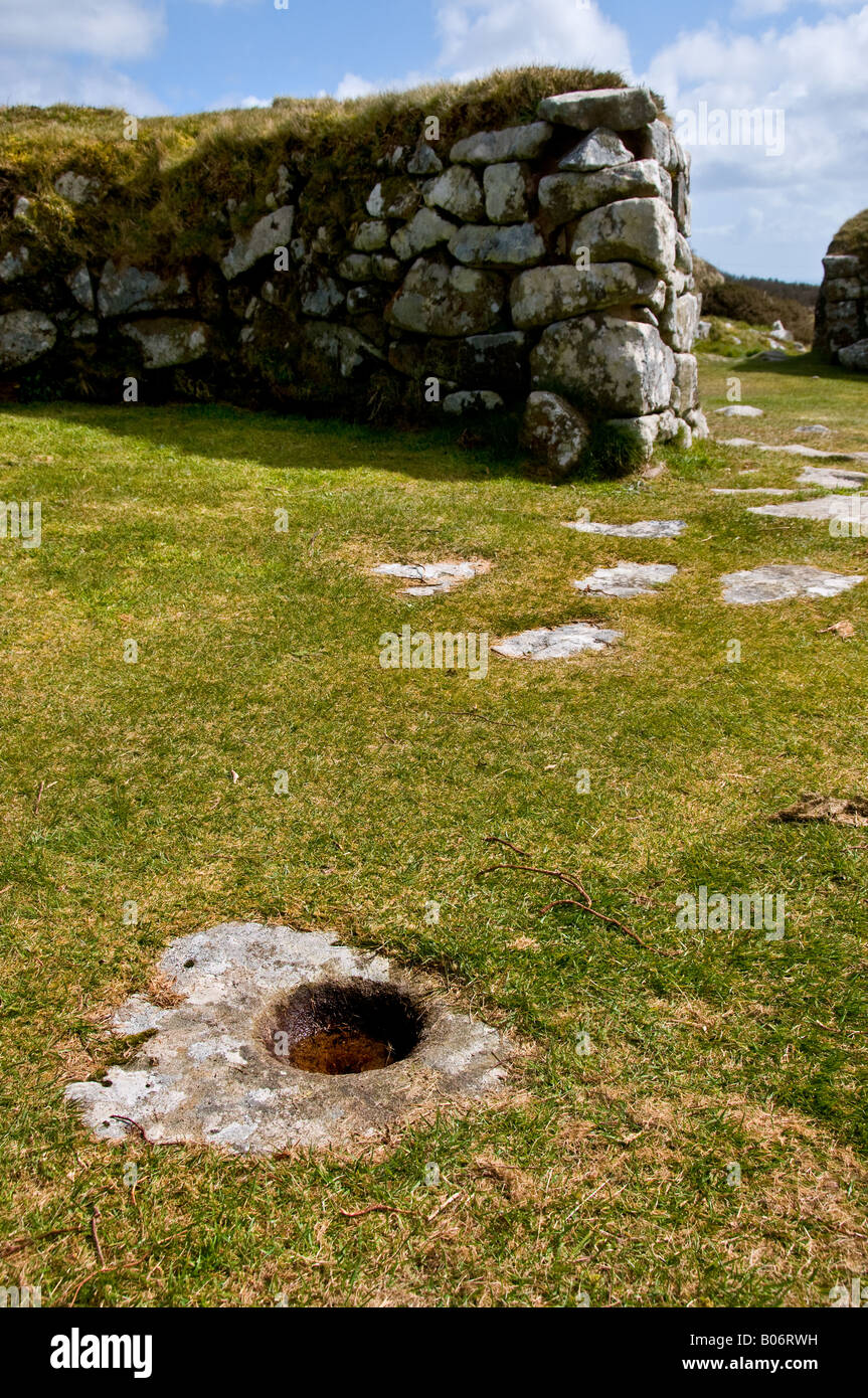 Archäologie - Archäologische Überreste einer alten Romano britischen Dorf Chysauster in Cornwall. Stockfoto