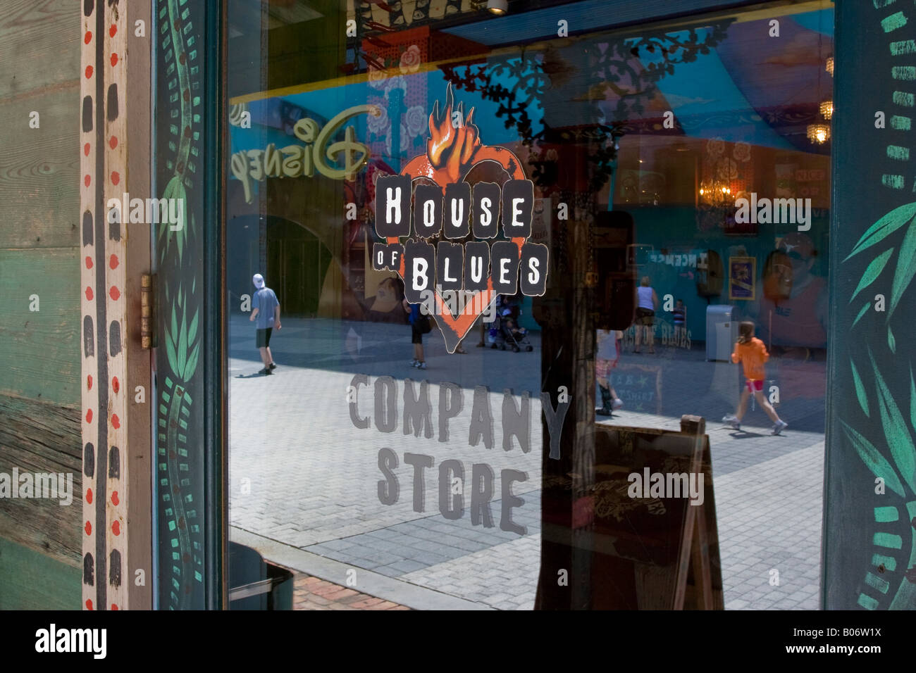 House of Blues Company Store Fenster Ortseingangsschild im Downtown Disney in Orlando Florida Stockfoto