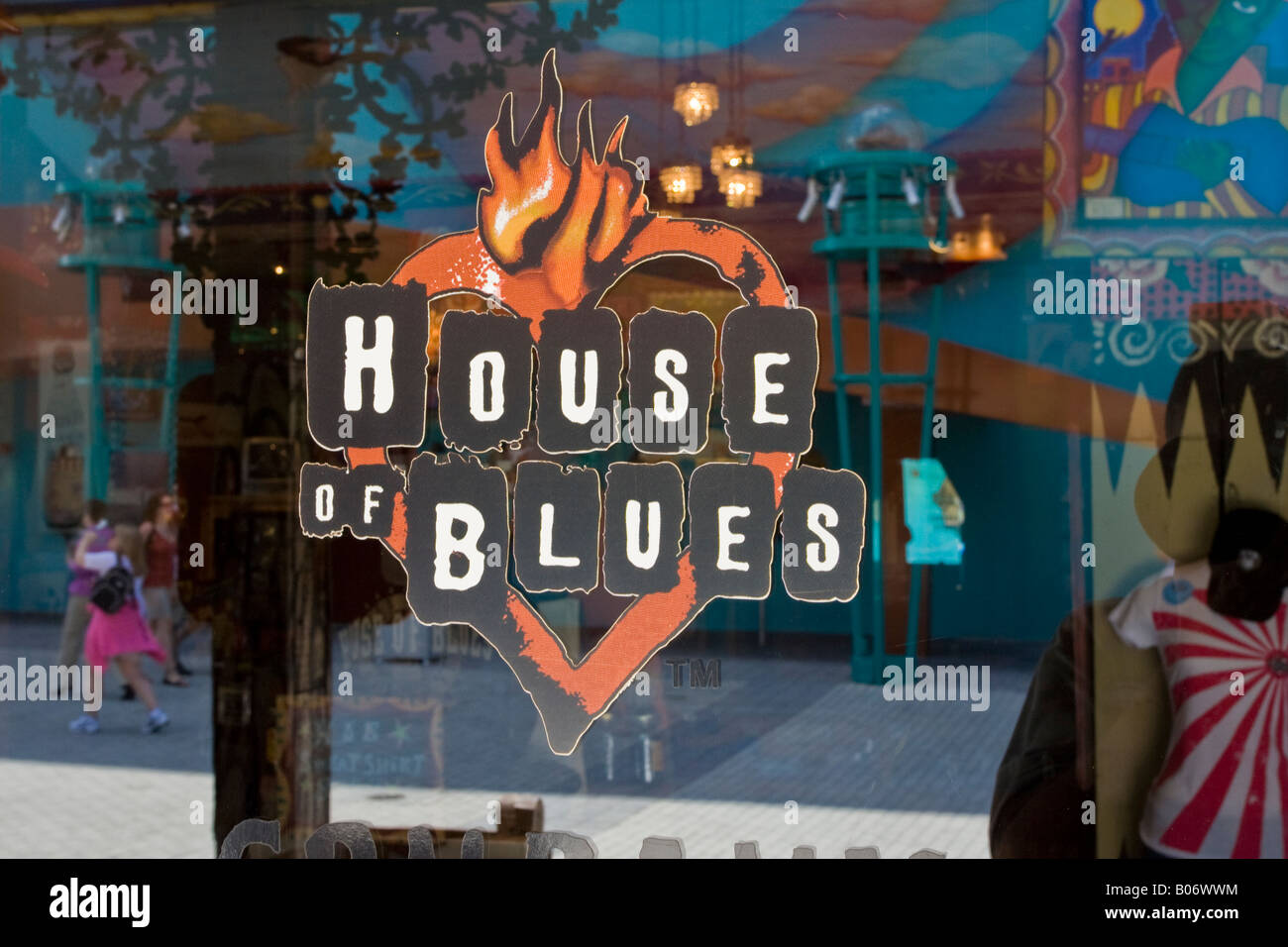 House of Blues Ortseingangsschild Fenster im Downtown Disney in Orlando Florida Stockfoto