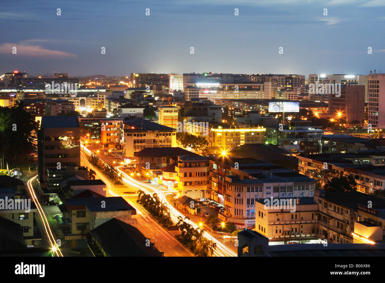 Nachtansicht Von Kota Kinabalu Sabah Malaysia Borneo Stockfoto