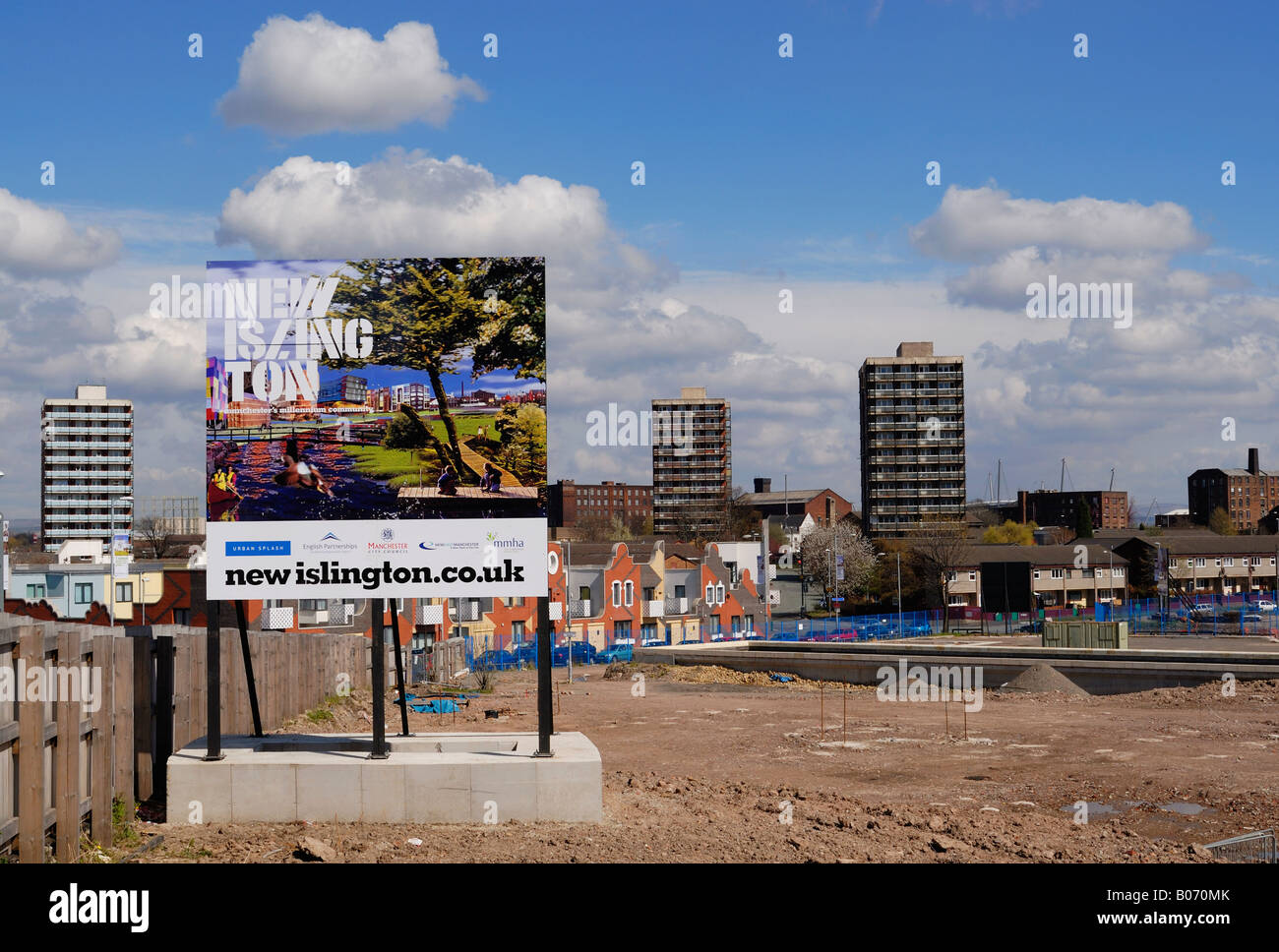 Neue Islington Project Sign in Ancoats und Beswick Gegend von Manchester Stockfoto