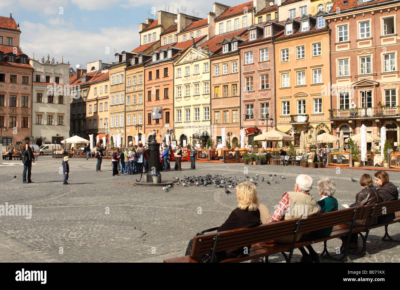 Warschau Polen der alten Stadt Square Stare Miasto ist ein UNESCO-Weltkulturerbe Wahrzeichen und touristische Attraktion Stockfoto
