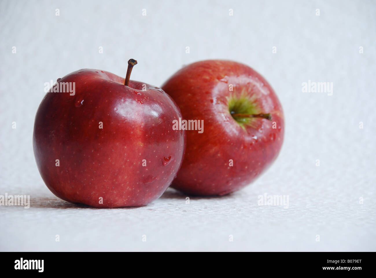 Roter Apfel auf weißem Hintergrund Stockfoto