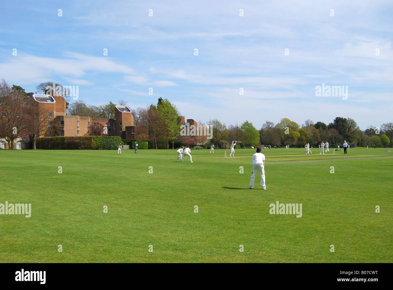 Cricket match, Charterhouse School, Godalming, Surrey, England, Vereinigtes Königreich Stockfoto