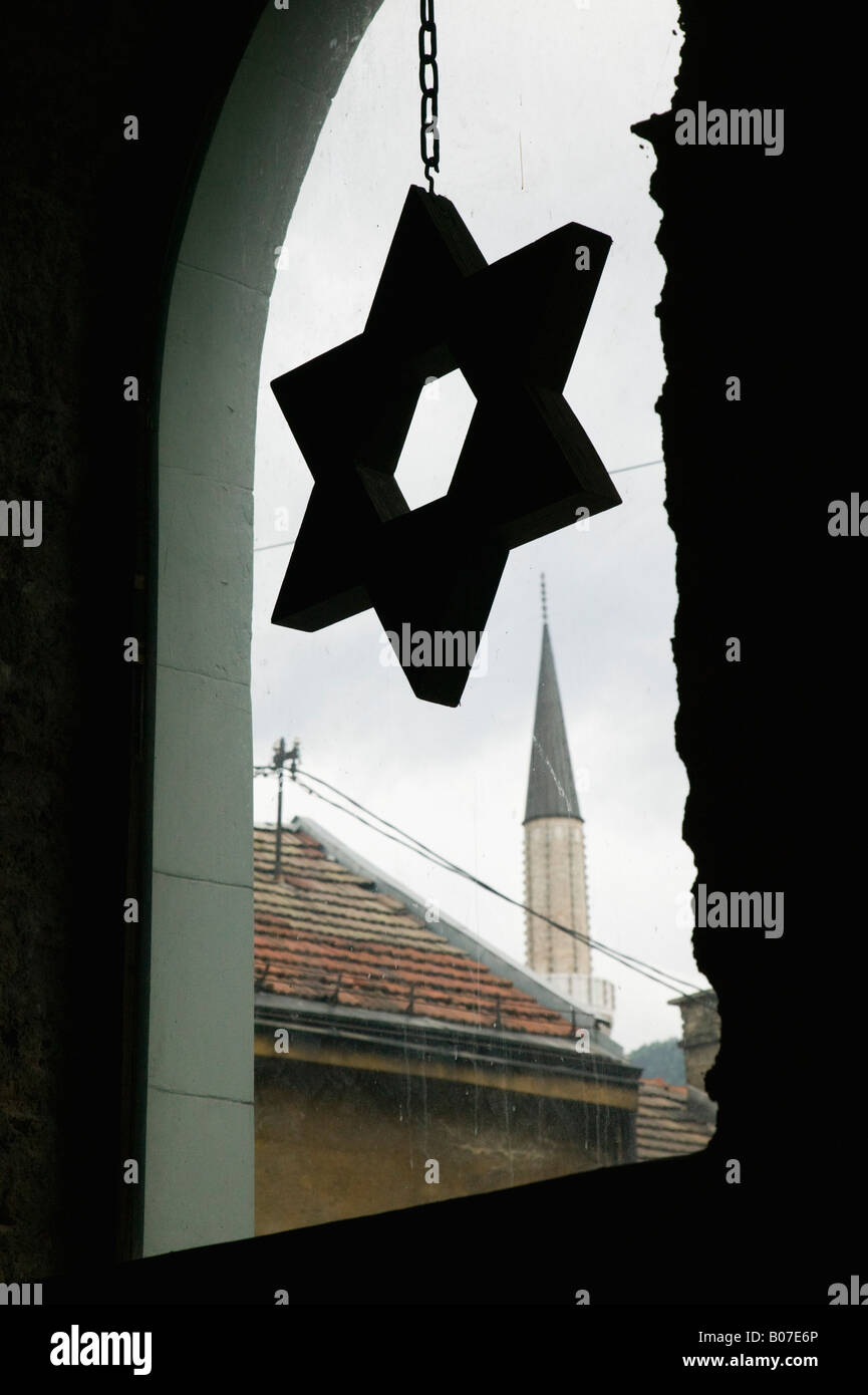 Bosnien und Herzegowina, Sarajevo, neue Tempel Synagoge, Davidstern Stockfoto