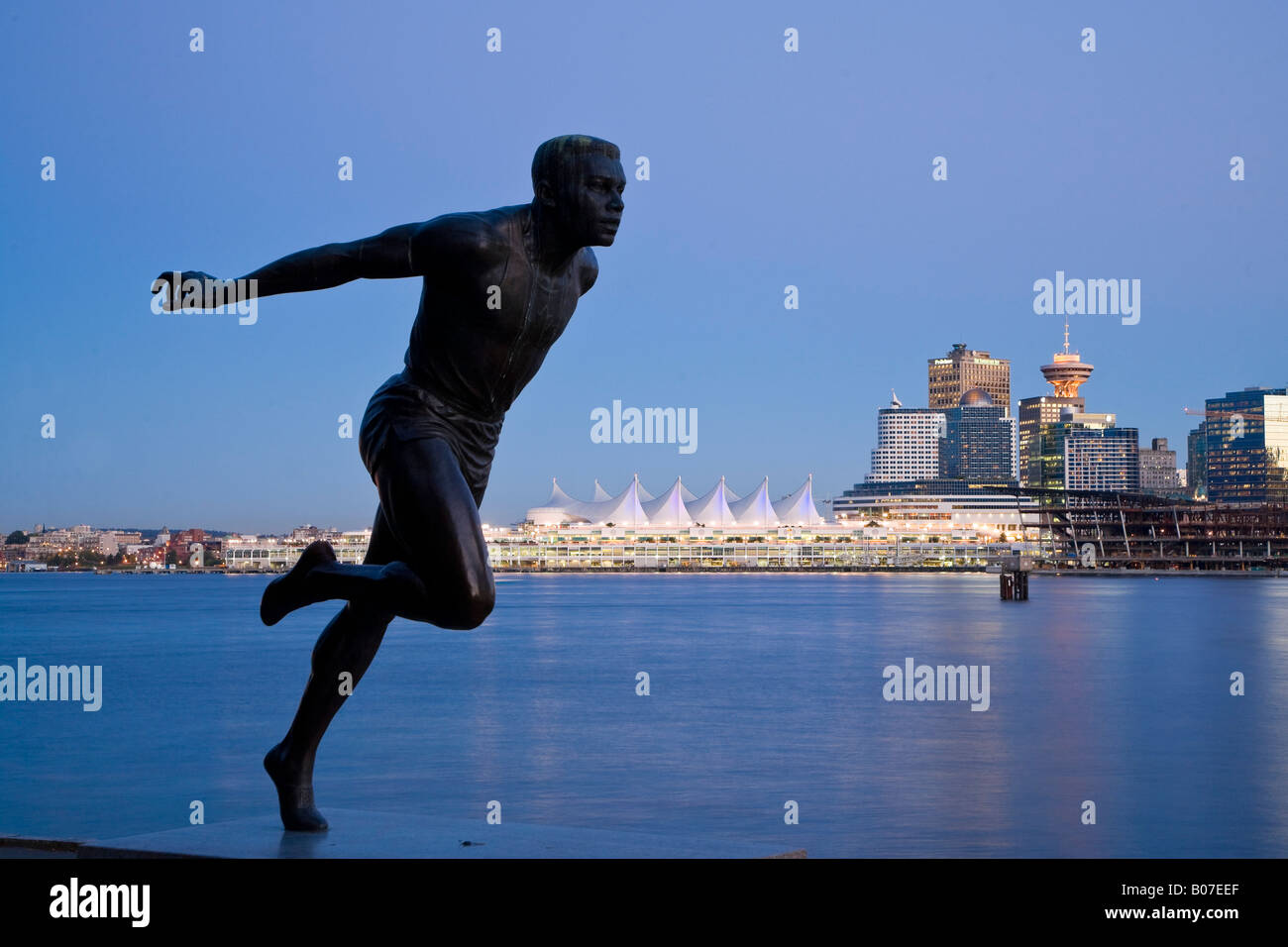 Statue von kanadischer Leichtathlet Harry W. Jerome, Stanley Park, Vancouver, Britisch-Kolumbien, Kanada Stockfoto